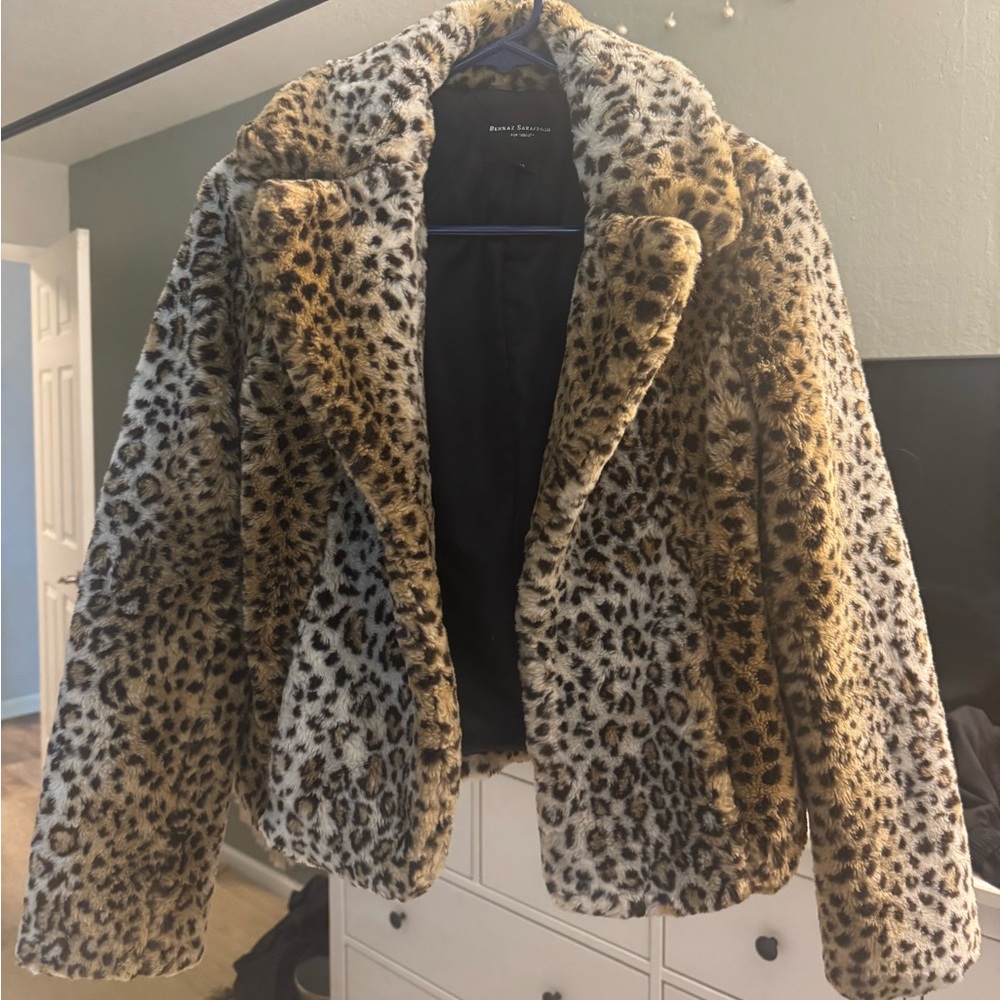Behnaz Sarafpour Brown Teddy Jacket Plush Cropped Design